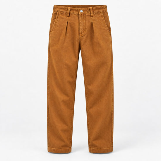 Pleated cotton utility trousers