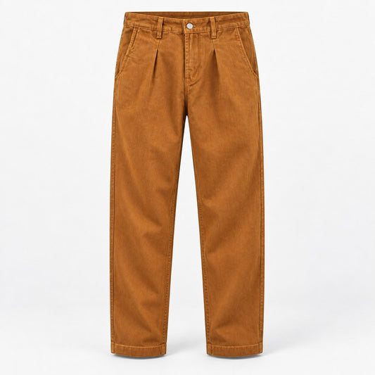 Pleated cotton utility trousers