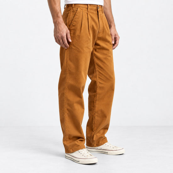Pleated cotton utility trousers