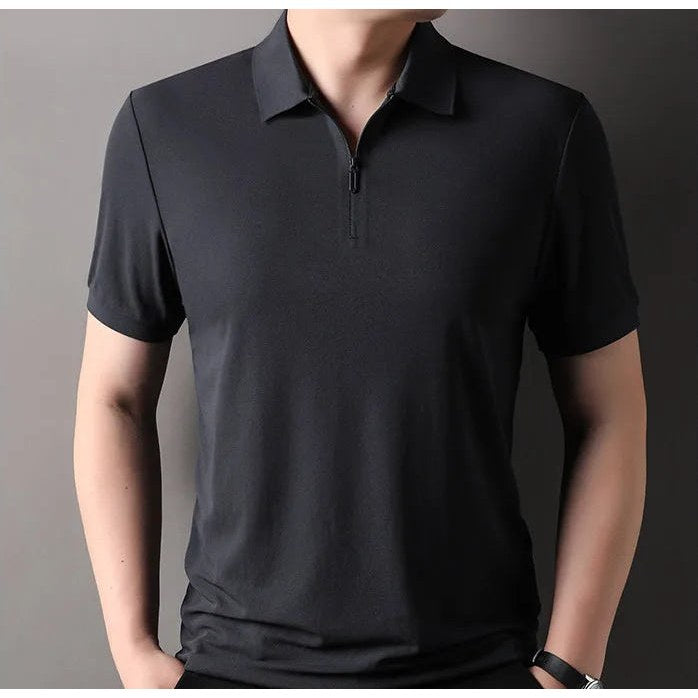 Ramon half-zip polo slim fit stretch t-shirt