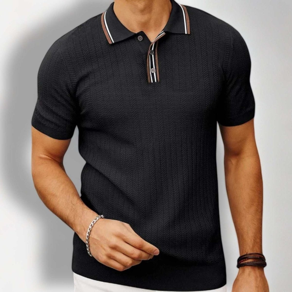 Regular-fit summer knit polo shirt