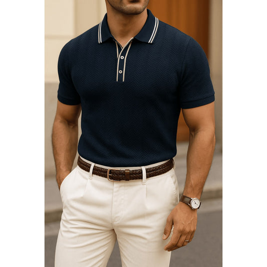 Regular-fit summer knit polo shirt