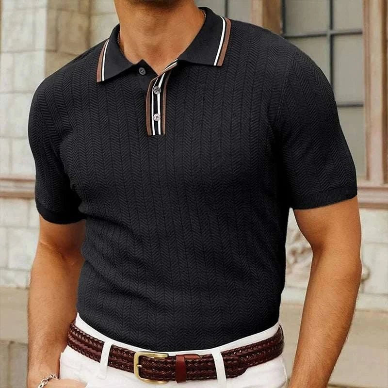 Regular-fit summer knit polo shirt