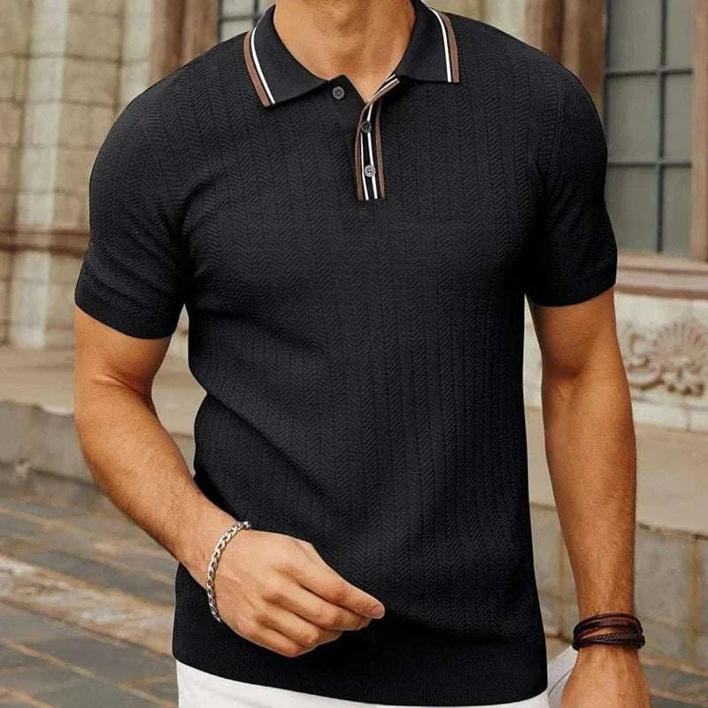 Regular-fit summer knit polo shirt