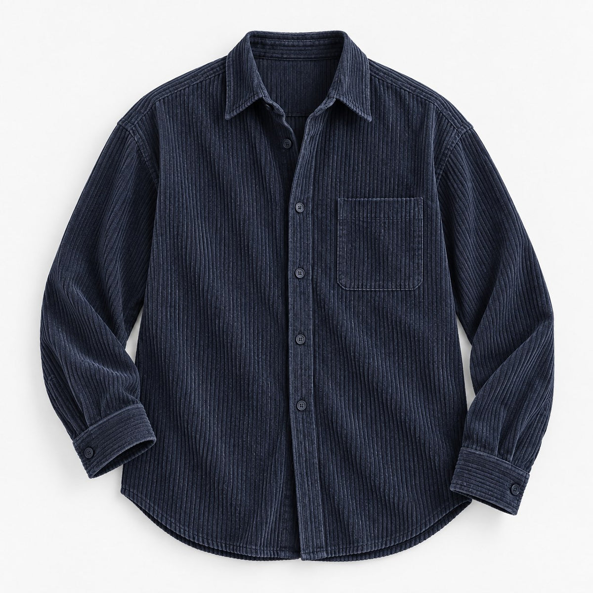 Relaxed corduroy shirt with a curved hem