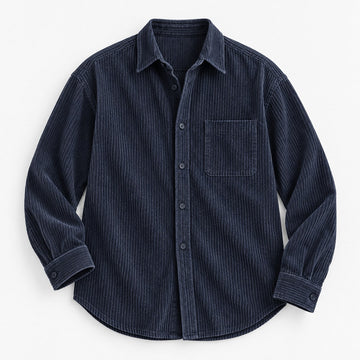 Relaxed corduroy shirt with a curved hem