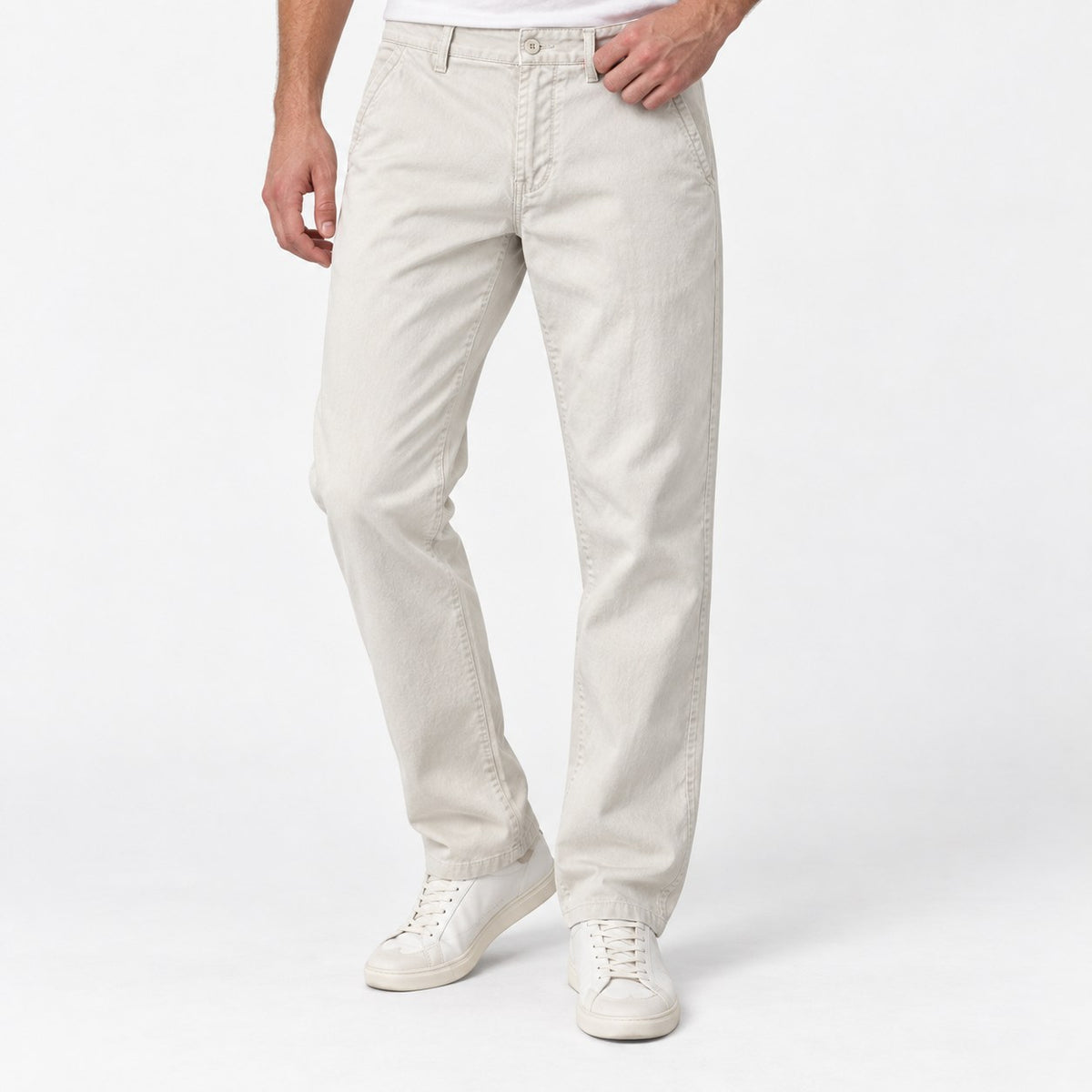 Relaxed cotton stretch twill chinos