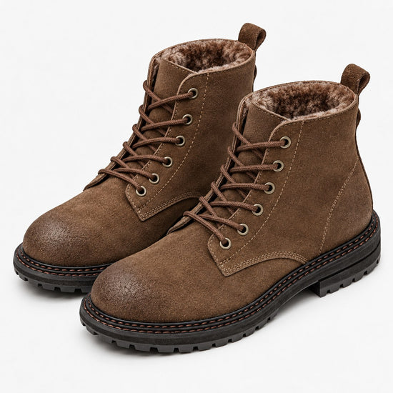 Rough suede lace up ankle boots