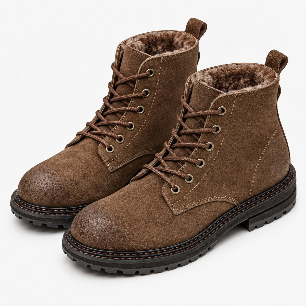 Rough suede lace up ankle boots