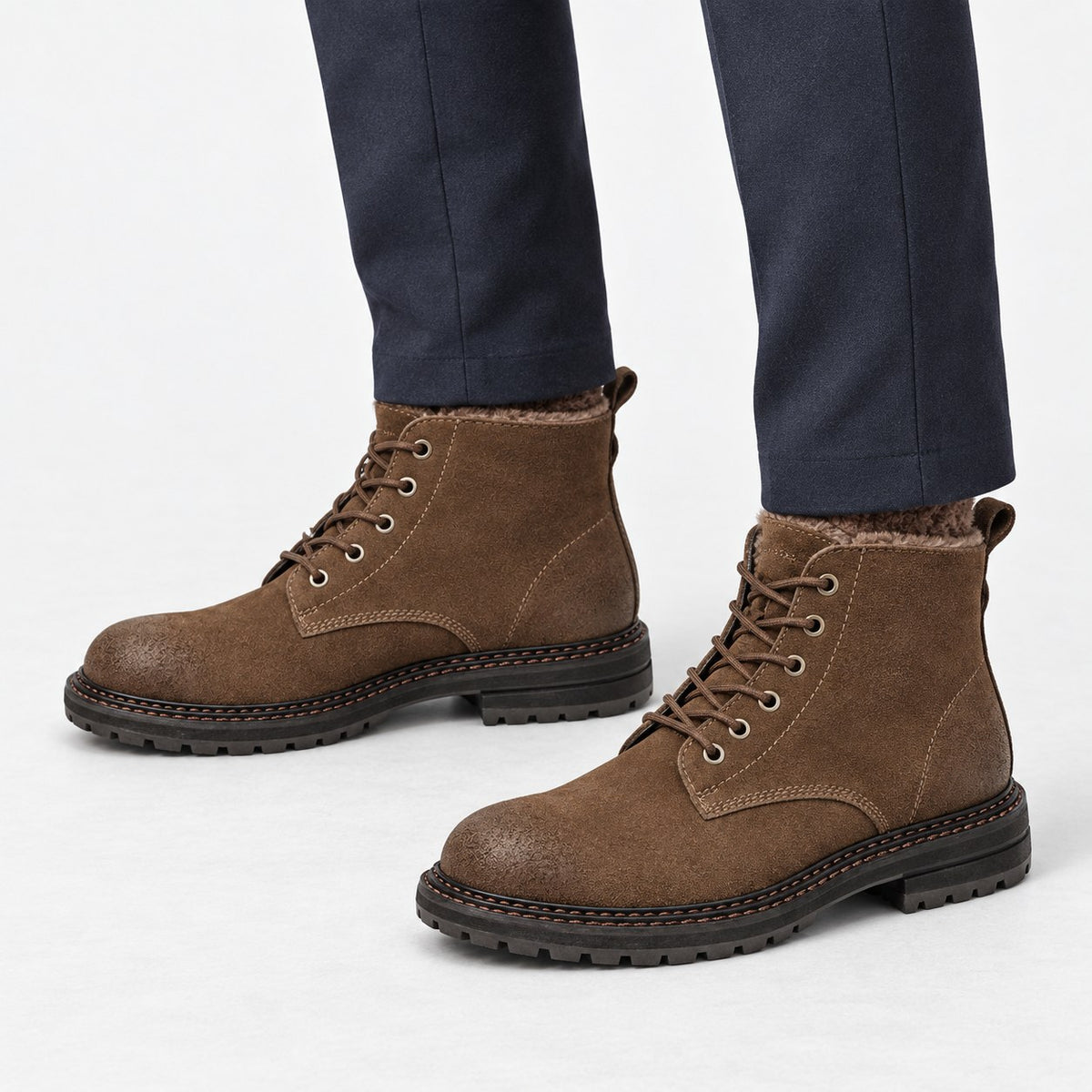 Rough suede lace up ankle boots