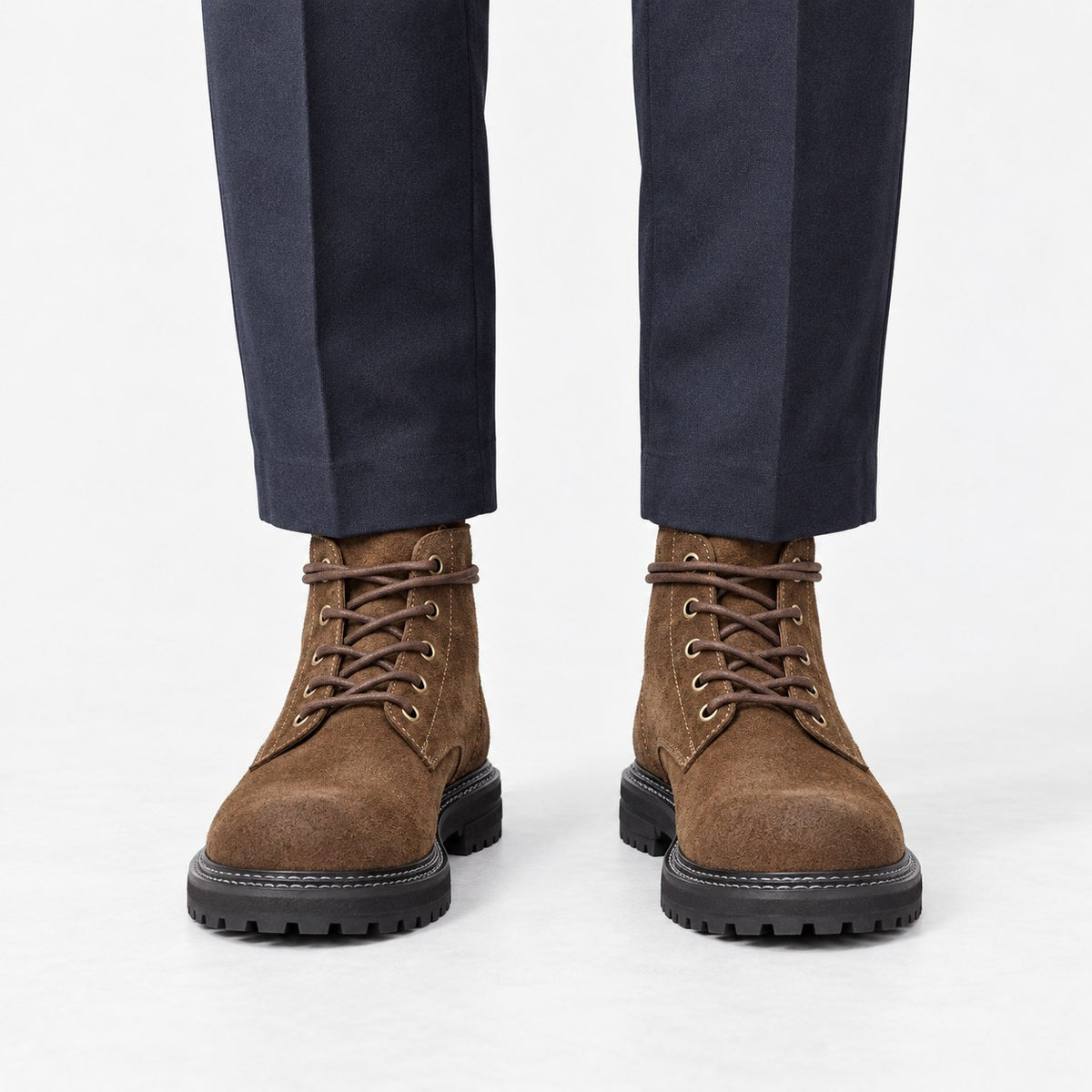 Rough suede lace up ankle boots