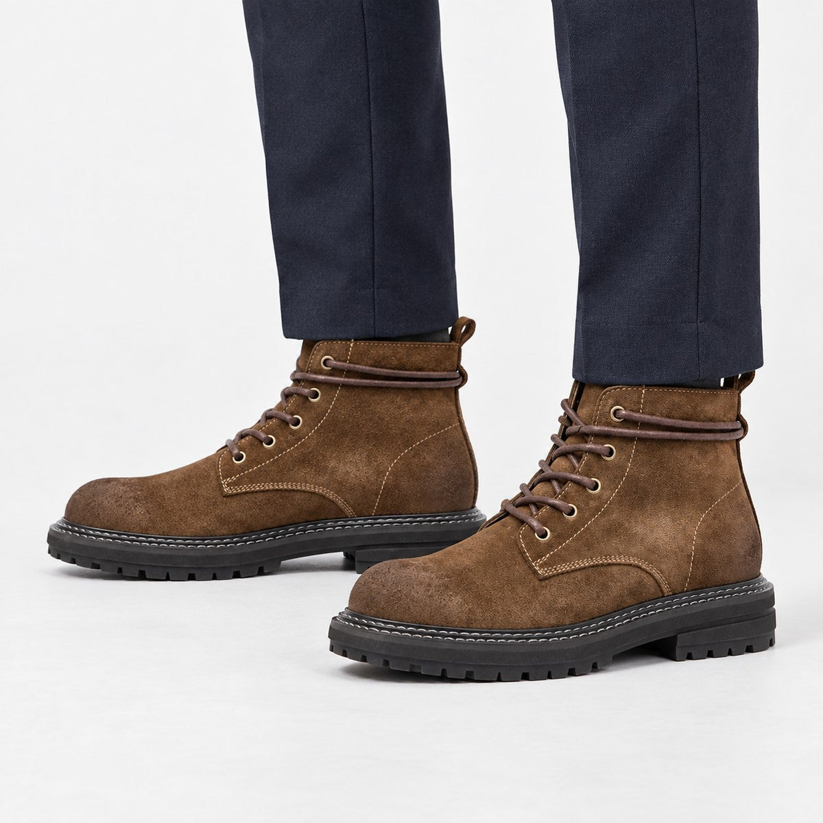 Rough suede lace up ankle boots