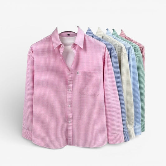 Santorini linen striped shirt