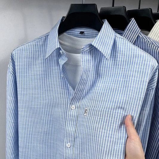 Santorini linen striped shirt