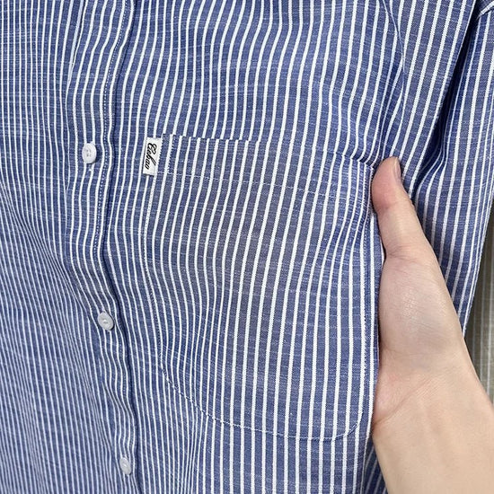 Santorini linen striped shirt