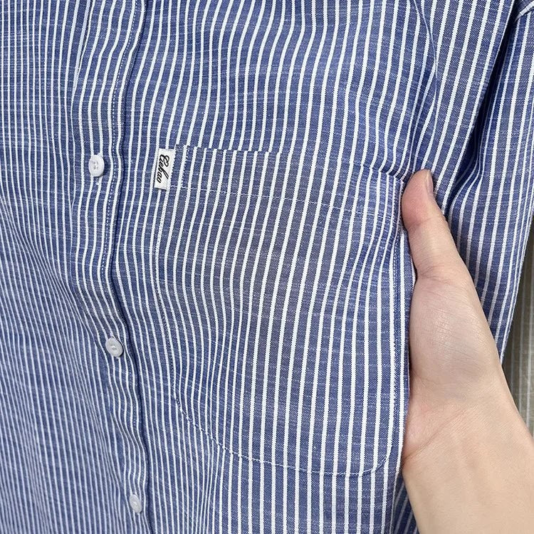 Santorini linen striped shirt