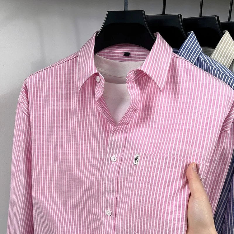 Santorini linen striped shirt