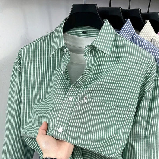 Santorini linen striped shirt