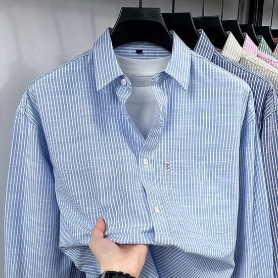 Santorini linen striped shirt