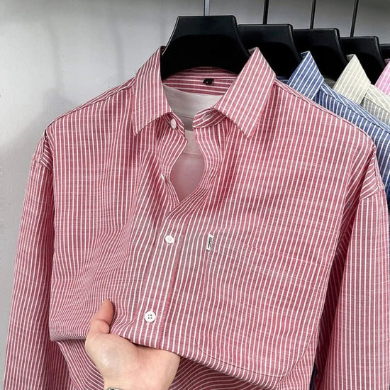 Santorini linen striped shirt