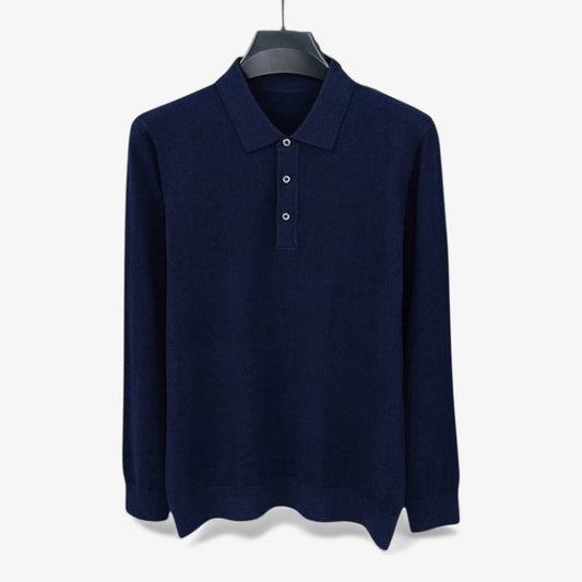 Silk-wool cashmere polo sweater