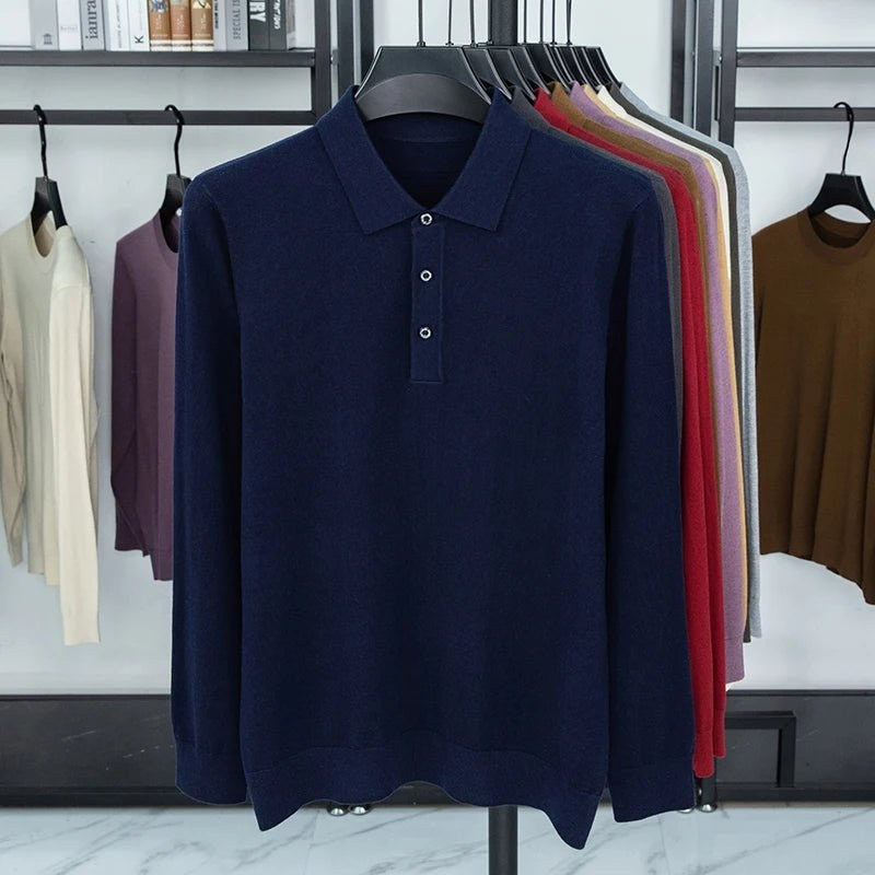 Silk-wool cashmere polo sweater