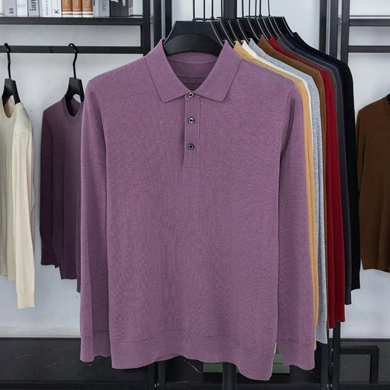 Silk-wool cashmere polo sweater
