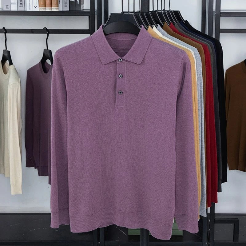 Silk-wool cashmere polo sweater