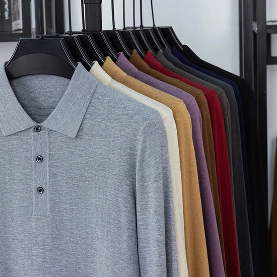 Silk-wool cashmere polo sweater