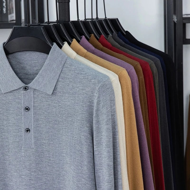 Silk-wool cashmere polo sweater