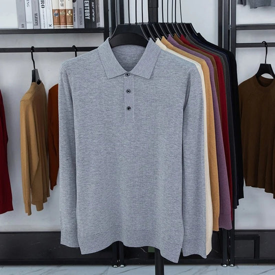Silk-wool cashmere polo sweater
