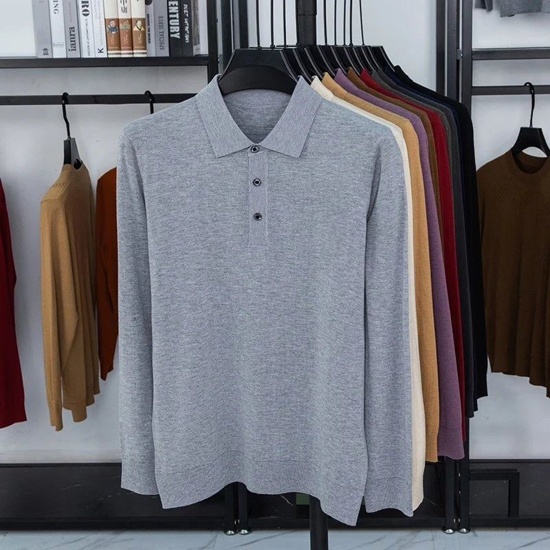 Silk-wool cashmere polo sweater