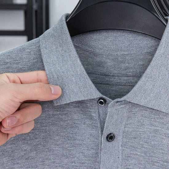 Silk-wool cashmere polo sweater