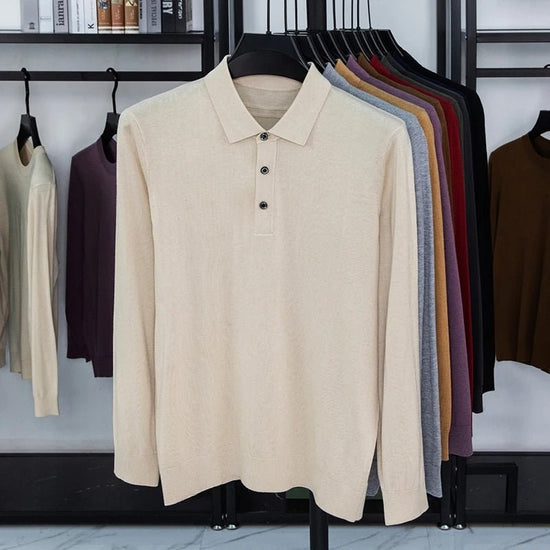 Silk-wool cashmere polo sweater