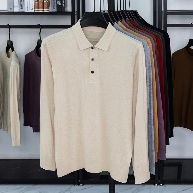 Silk-wool cashmere polo sweater