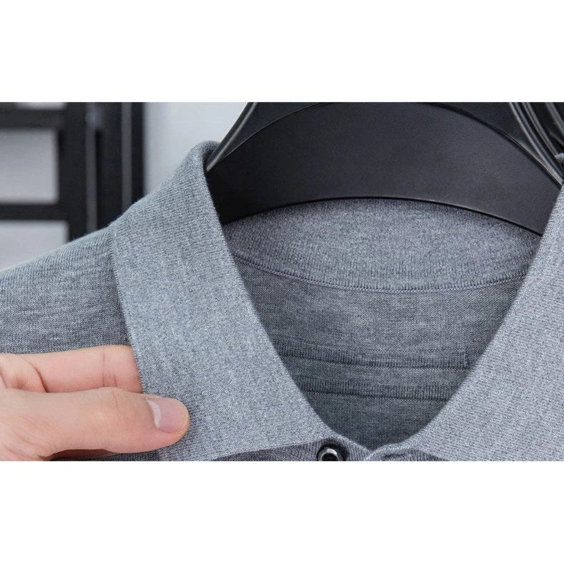 Silk-wool cashmere polo sweater