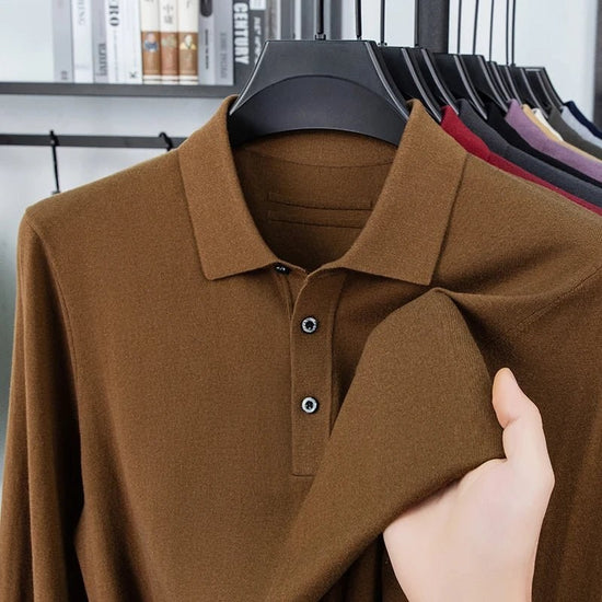 Silk-wool cashmere polo sweater