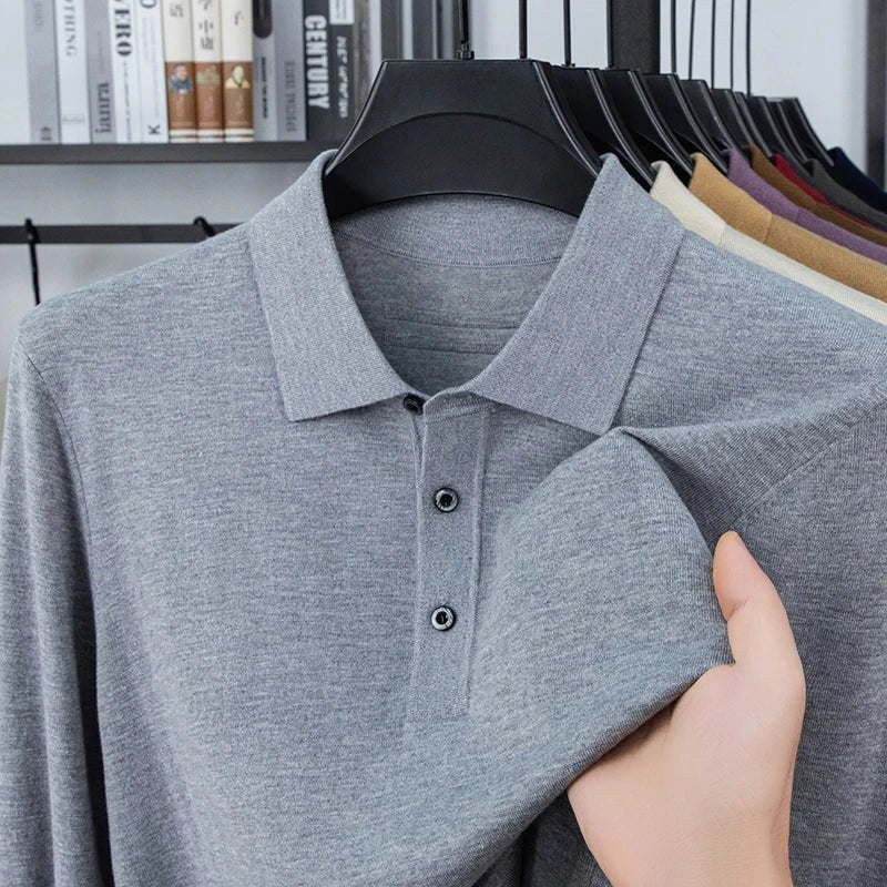 Silk-wool cashmere polo sweater