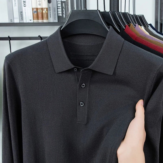 Silk-wool cashmere polo sweater
