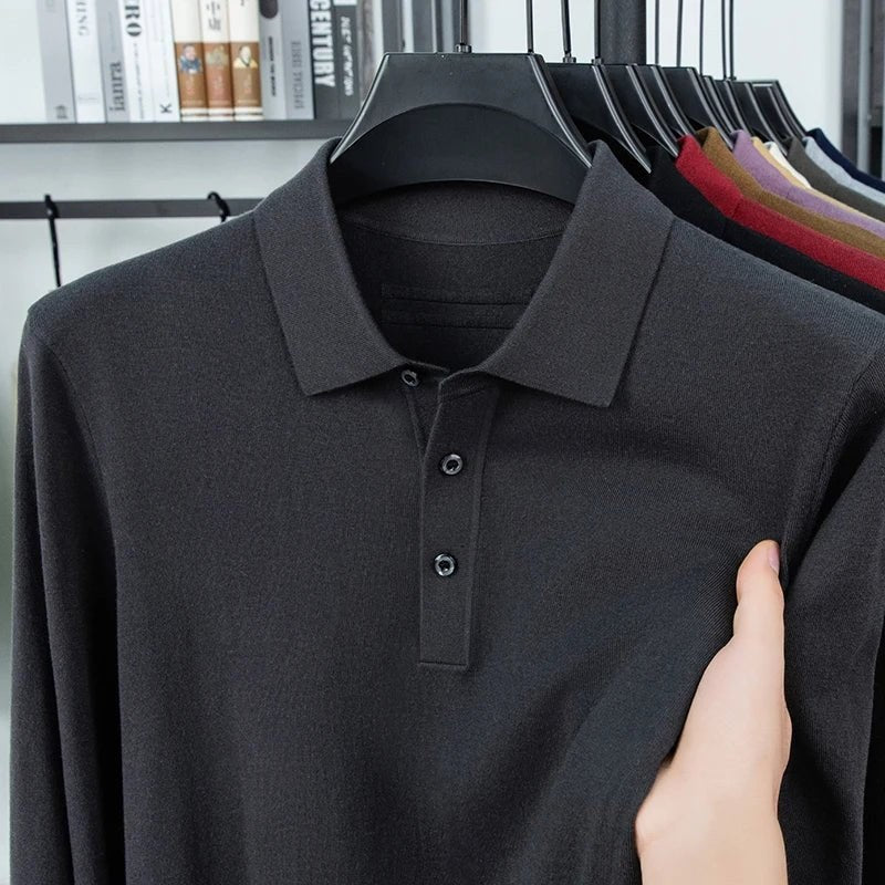 Silk-wool cashmere polo sweater