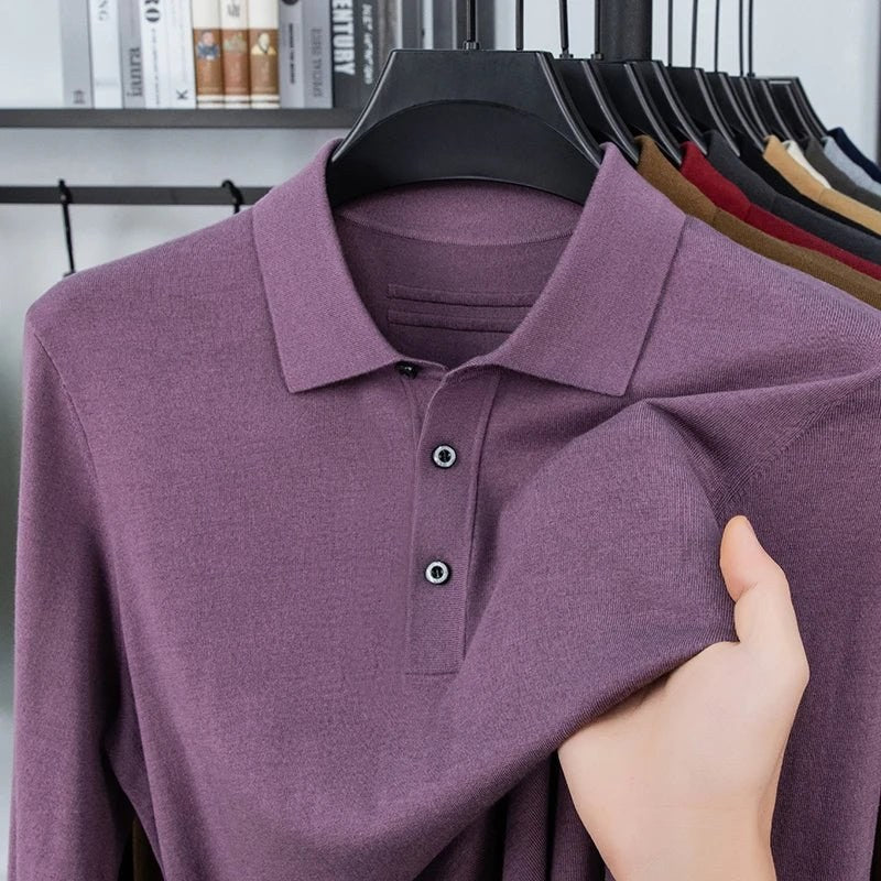 Silk-wool cashmere polo sweater
