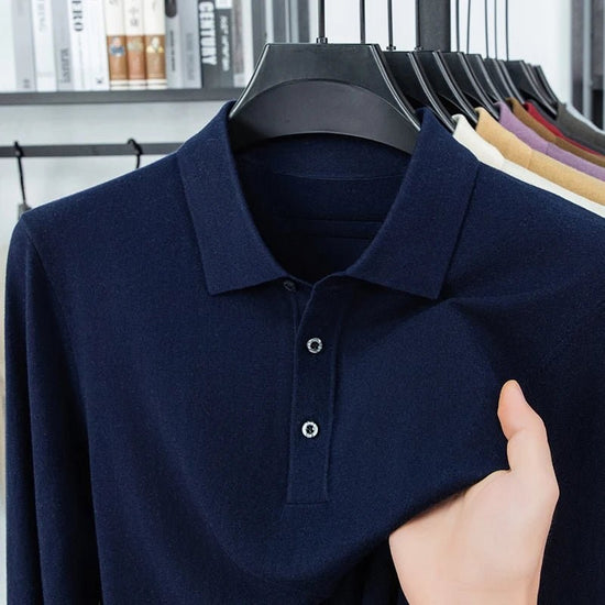 Silk-wool cashmere polo sweater