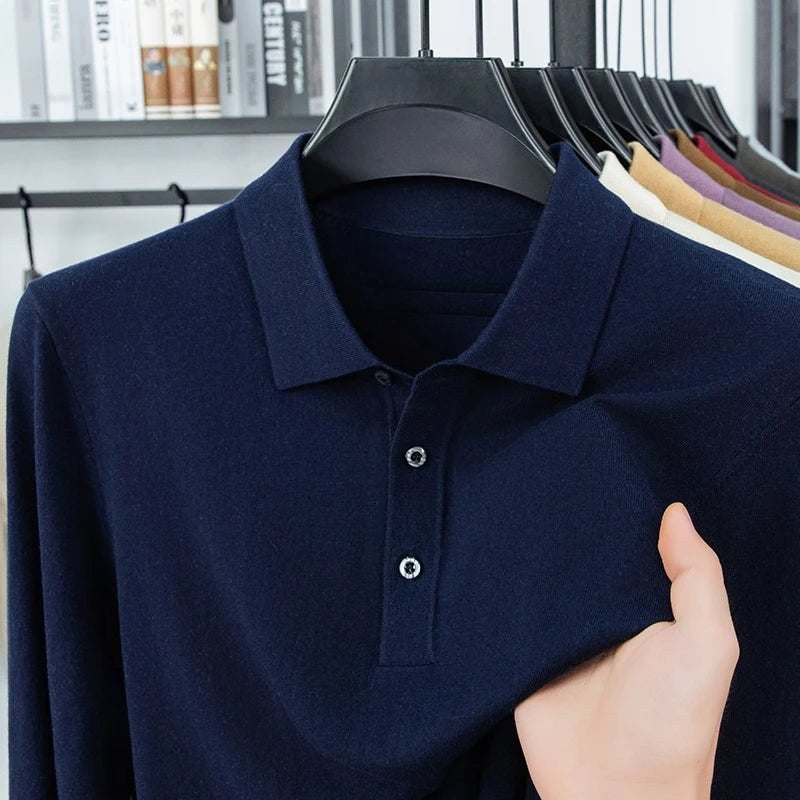 Silk-wool cashmere polo sweater