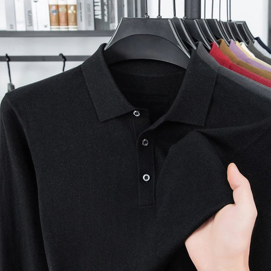 Silk-wool cashmere polo sweater