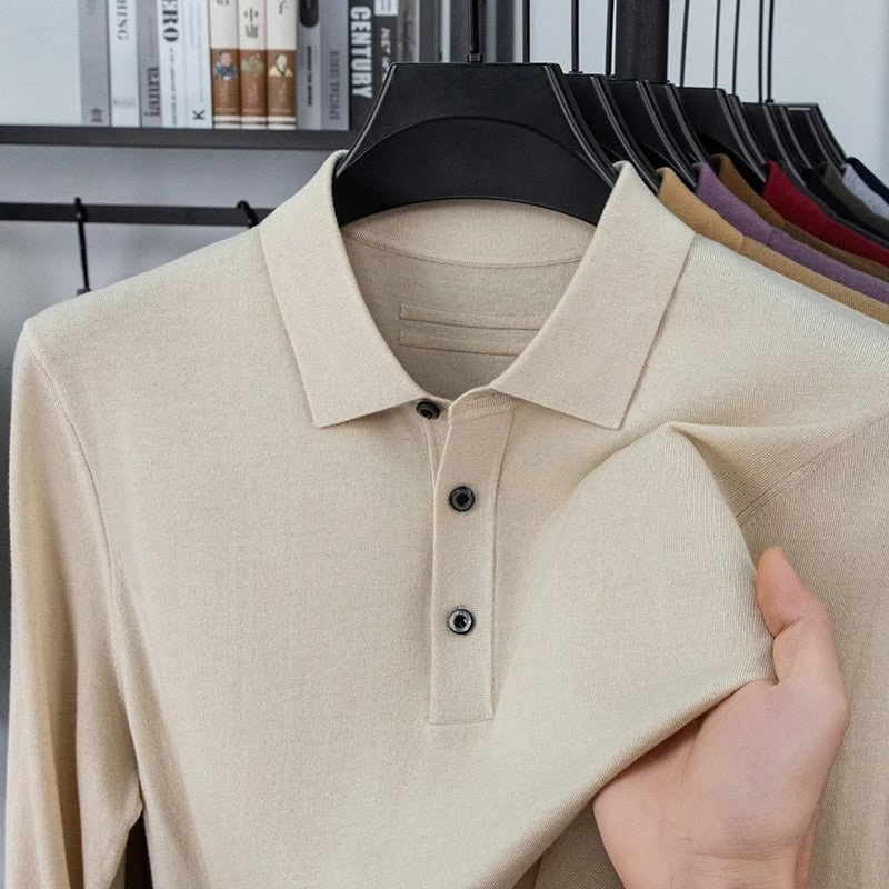Silk-wool cashmere polo sweater