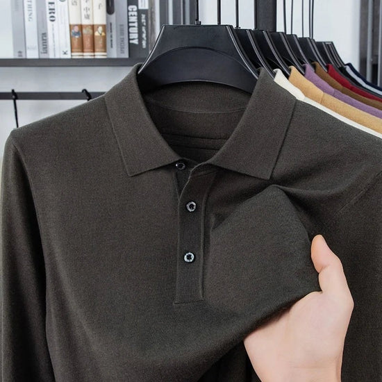 Silk-wool cashmere polo sweater