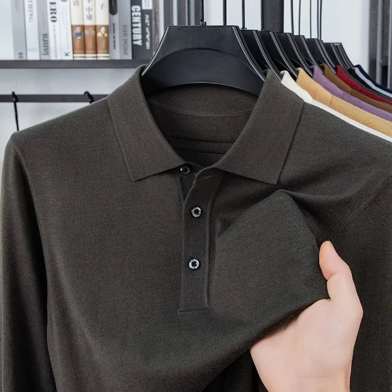 Silk-wool cashmere polo sweater