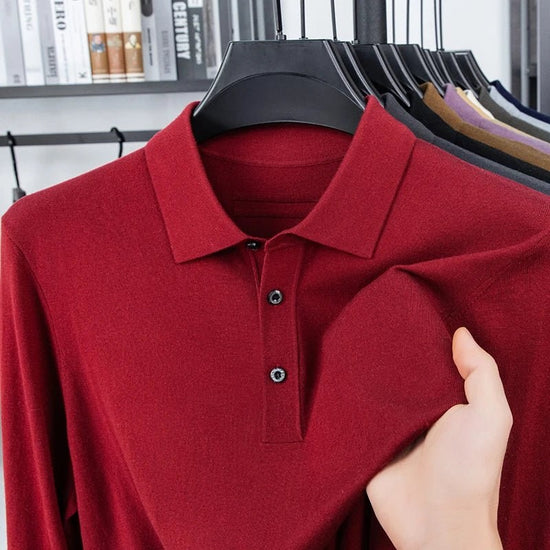 Silk-wool cashmere polo sweater