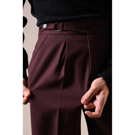 Single-pleat straight high-waist trousers