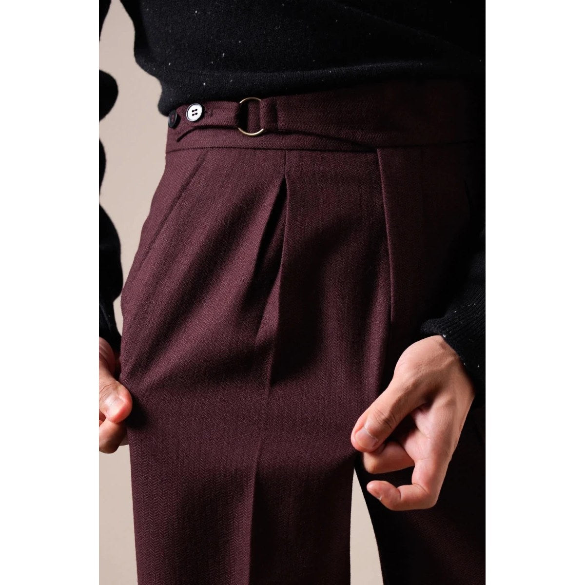 Single-pleat straight high-waist trousers